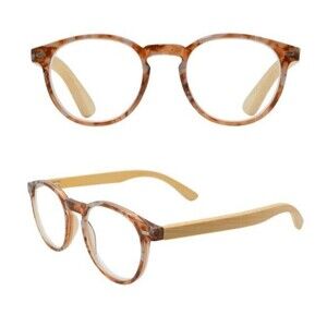 Piranha Cascade Natural Earth Bamboo +3.00 Reader w Case & Cleaning Cloth